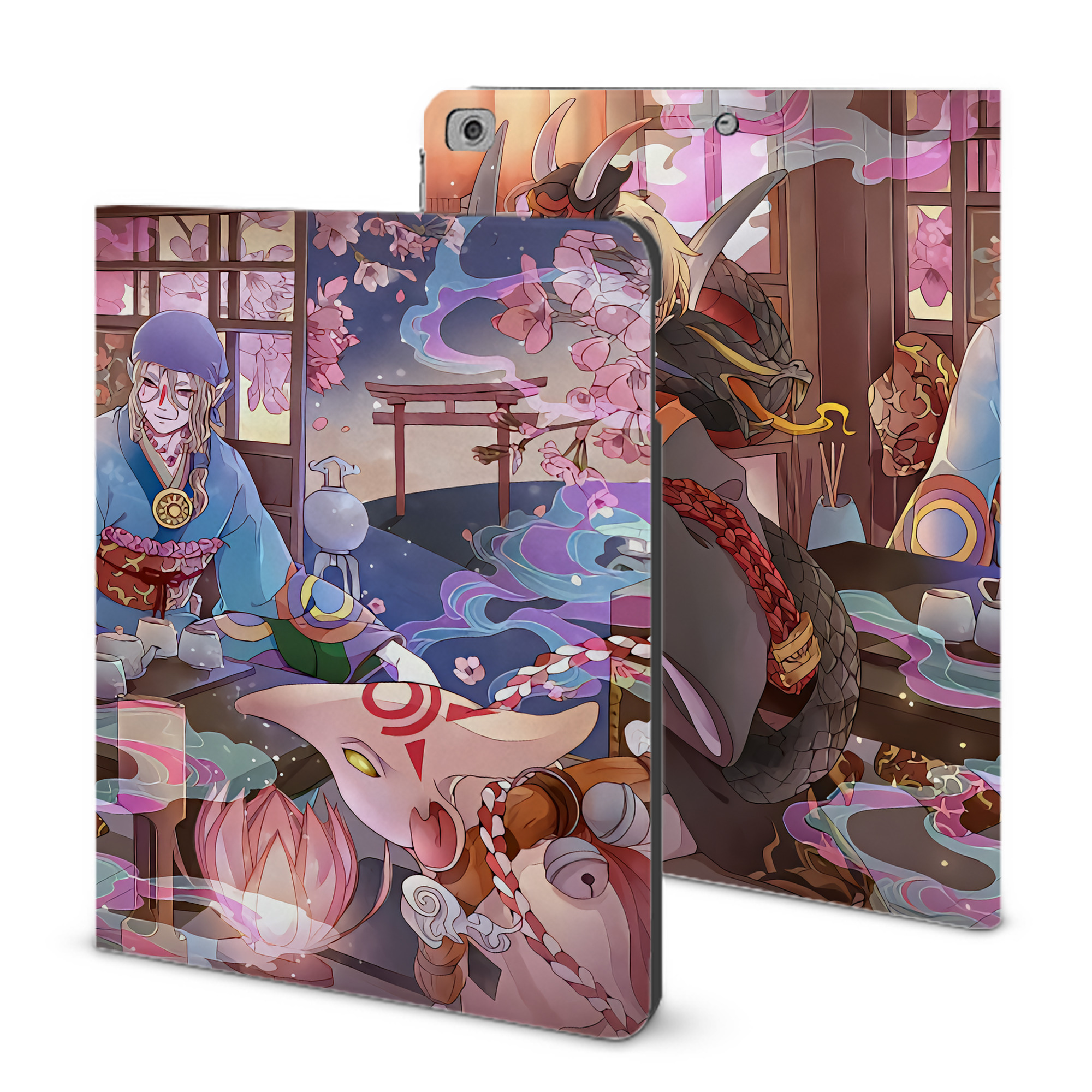 （画像用） 刀剣乱舞 Touken Ranbu IPad ケース ブック型 PUレザー TPU 耐衝撃 軽量 薄型 ペン収納なし 全面保護 IPad 各モデル対応